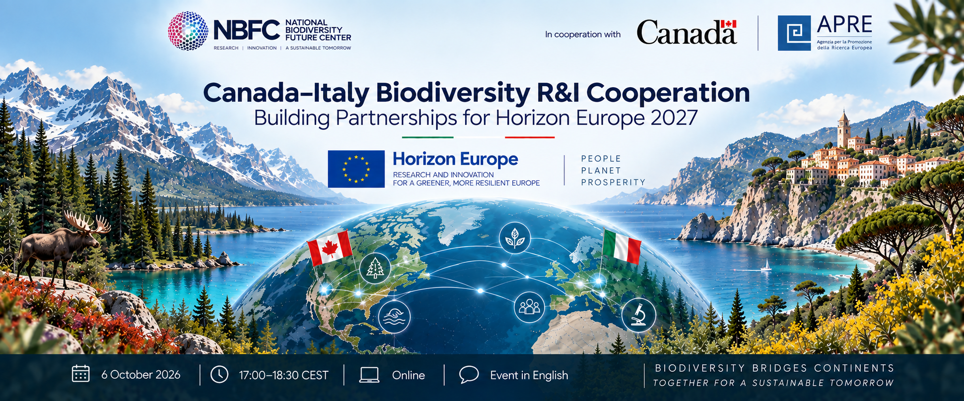 Locandina dell’evento Canada–Italy Biodiversity R&I Cooperation
